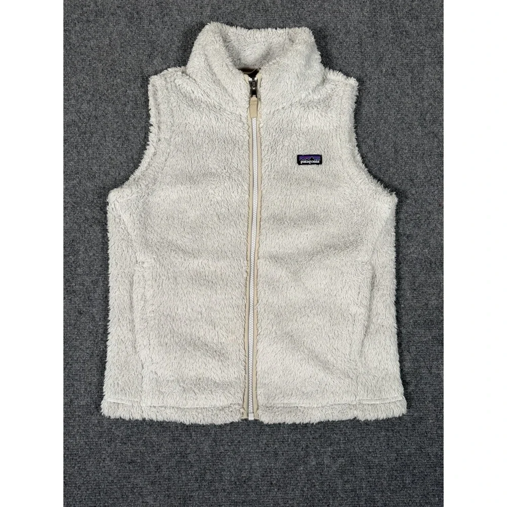 Patagonia Girls XL 14 Los Gatos White Sherpa Fleece Full Zip Vest 65490